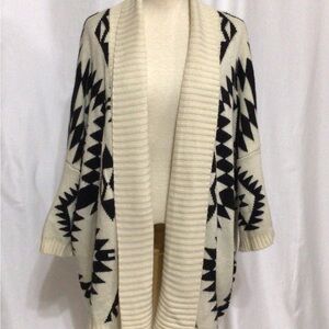Cozy Black and Cream Open Front Sweater